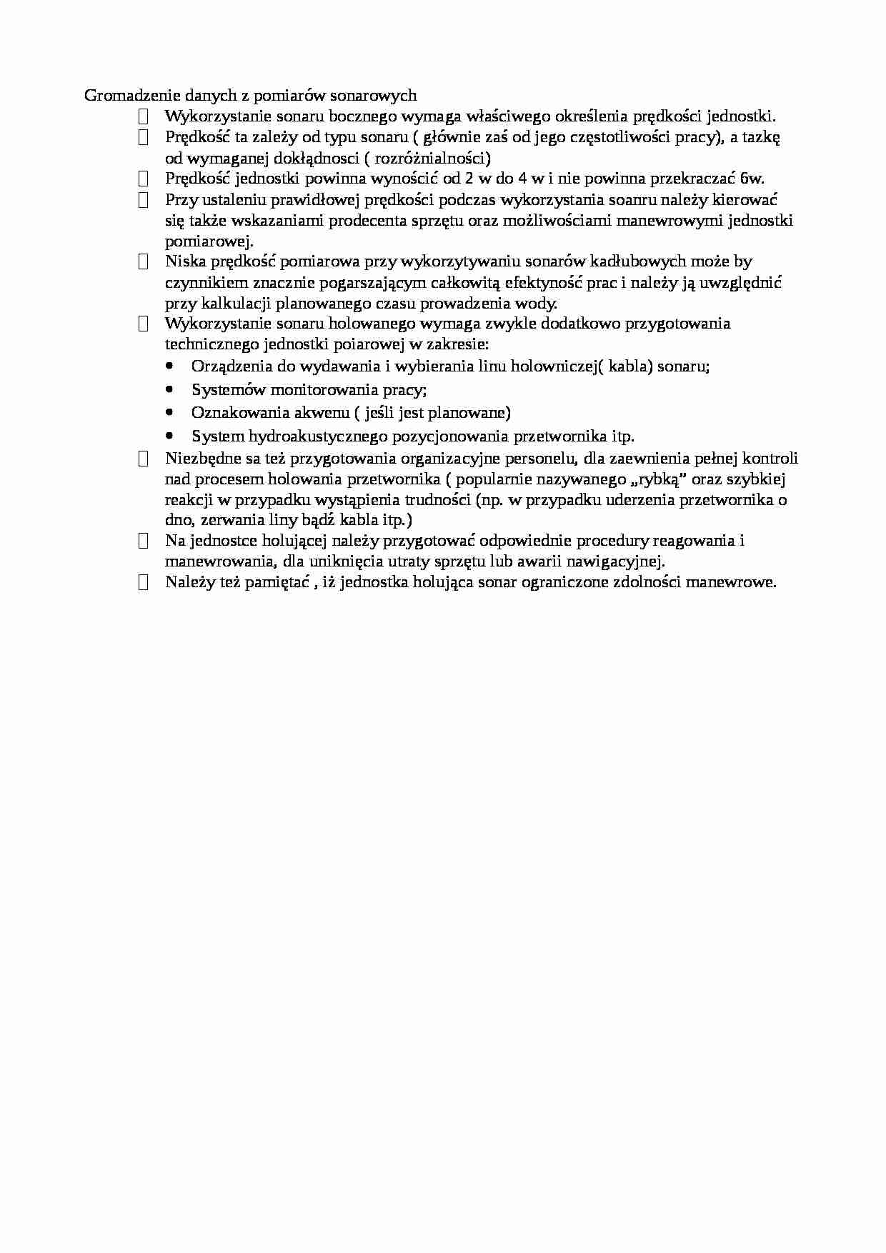 Gromadzenie danych z pomiarów sonarowych-opracowanie - strona 1