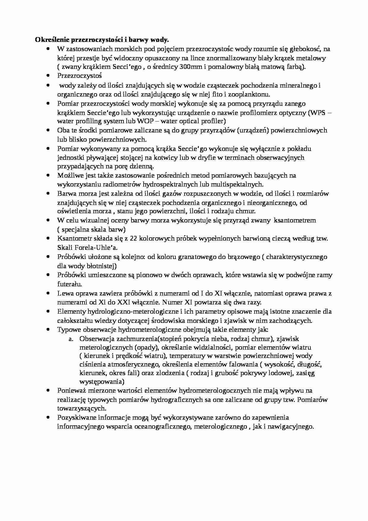 Określenie przezroczystości i barwy wody-opracowanie - strona 1