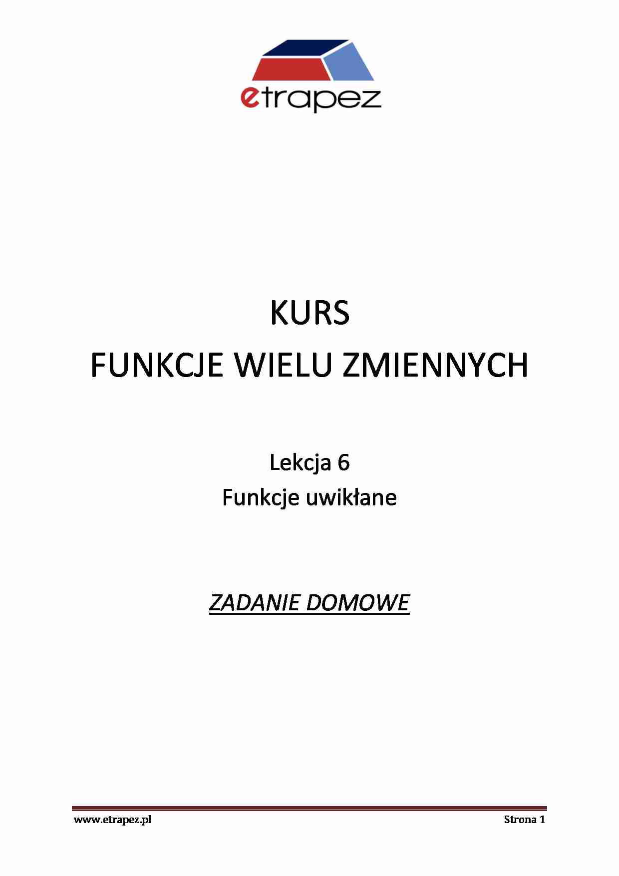 Funkcje uwikłane - odpowiedzi do zadań - strona 1