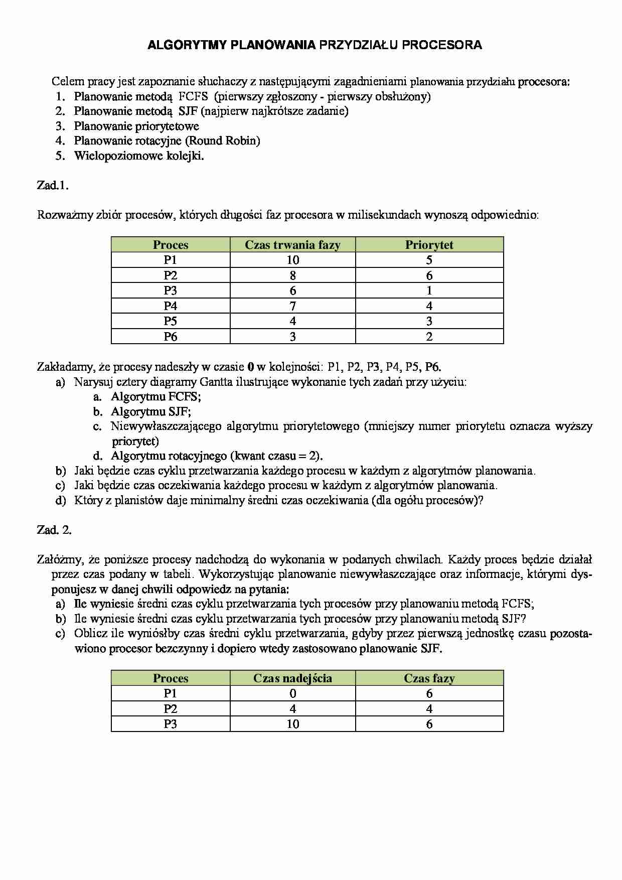 Systemy operacyjne - zadania - strona 1