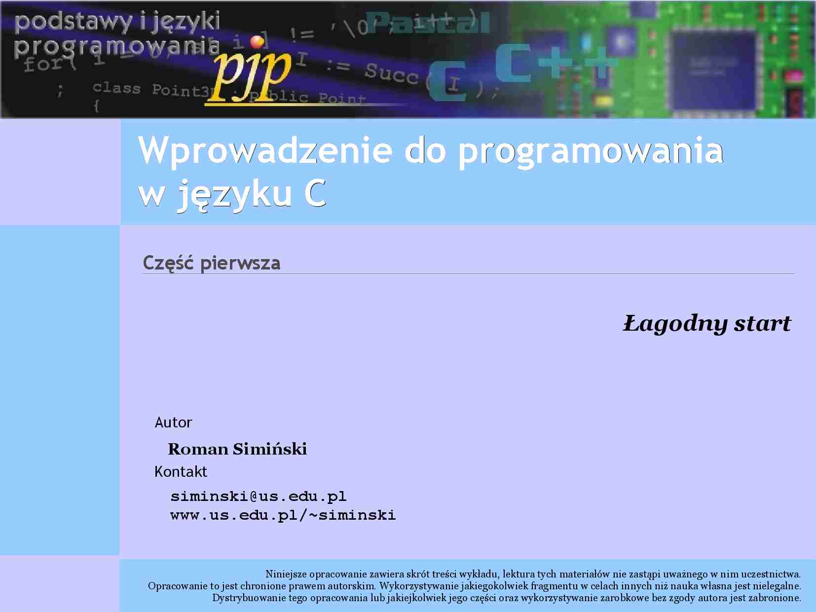 Wprowadzenie do programowania w języku C - omówienie - strona 1