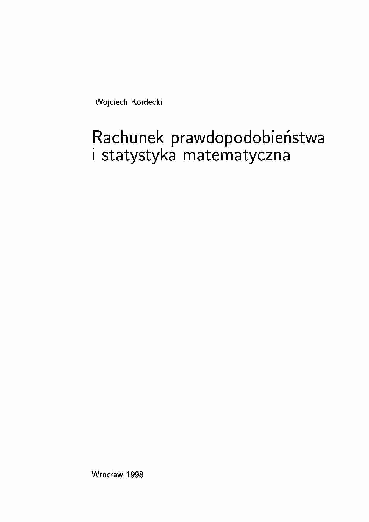 Rachunek prawdopodobieństwa i statystyka - skrypt - strona 1