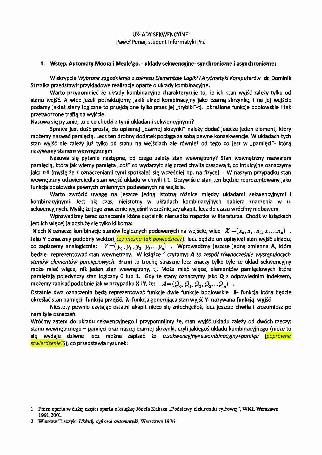 Układy sekwencyjne - omówienie - strona 1