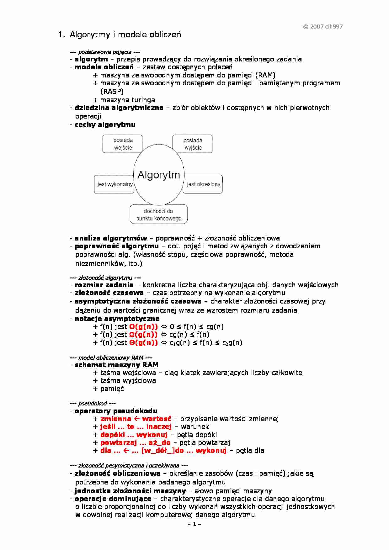 Lgorytmy i metody obliczeń - omówienie - strona 1