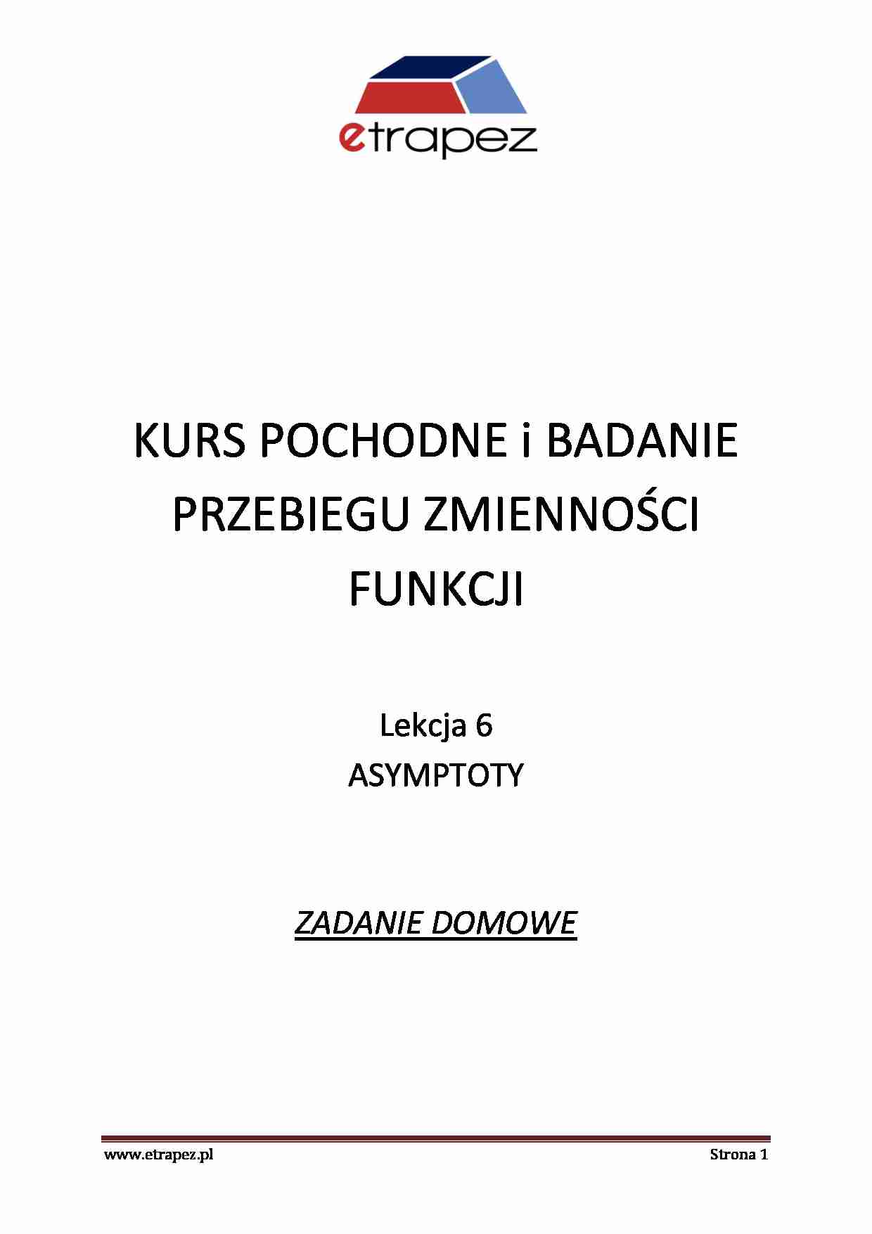 Asymptoty - zadania - Wykres funkcji - strona 1