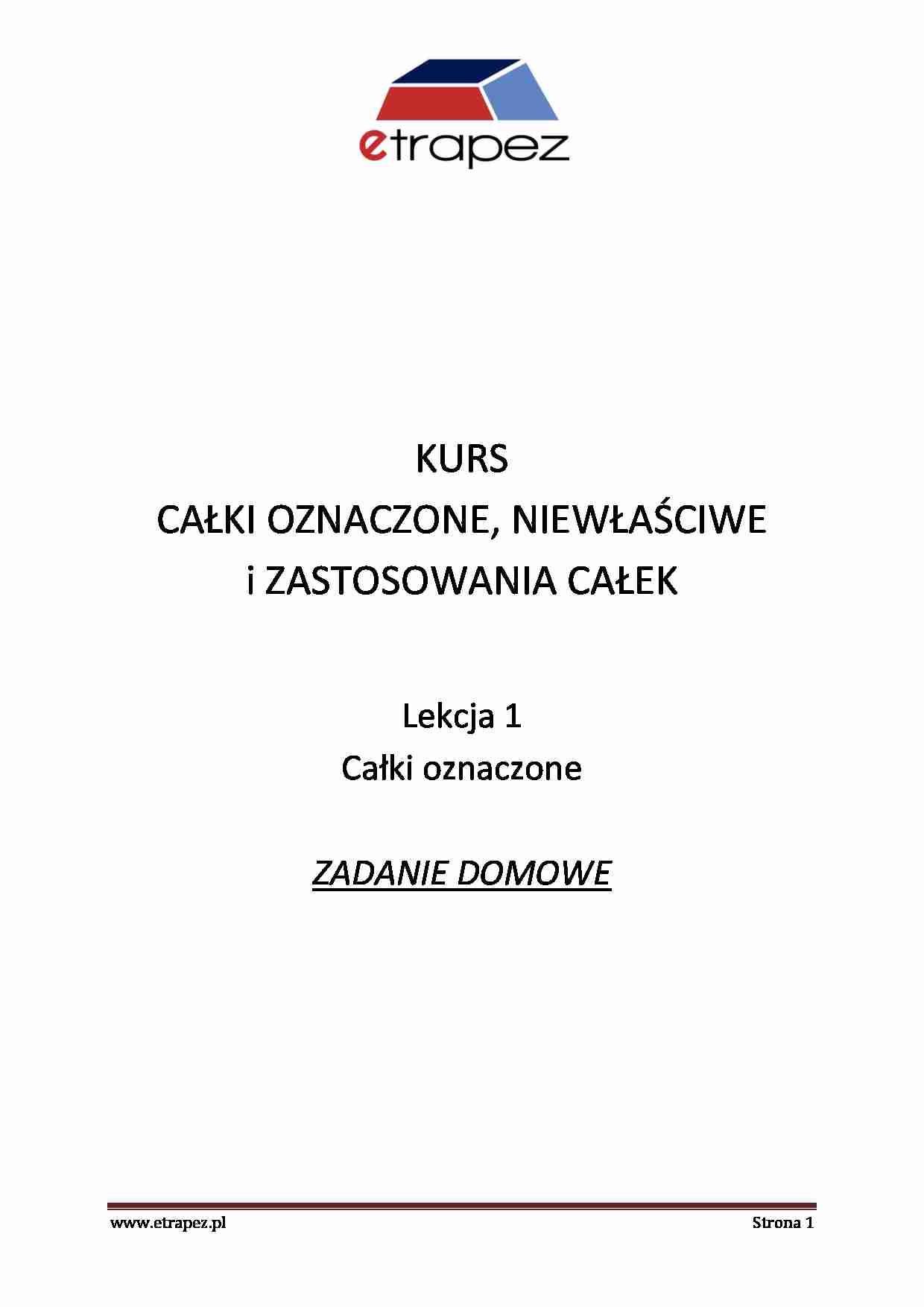 Całki oznaczone -zadania - strona 1