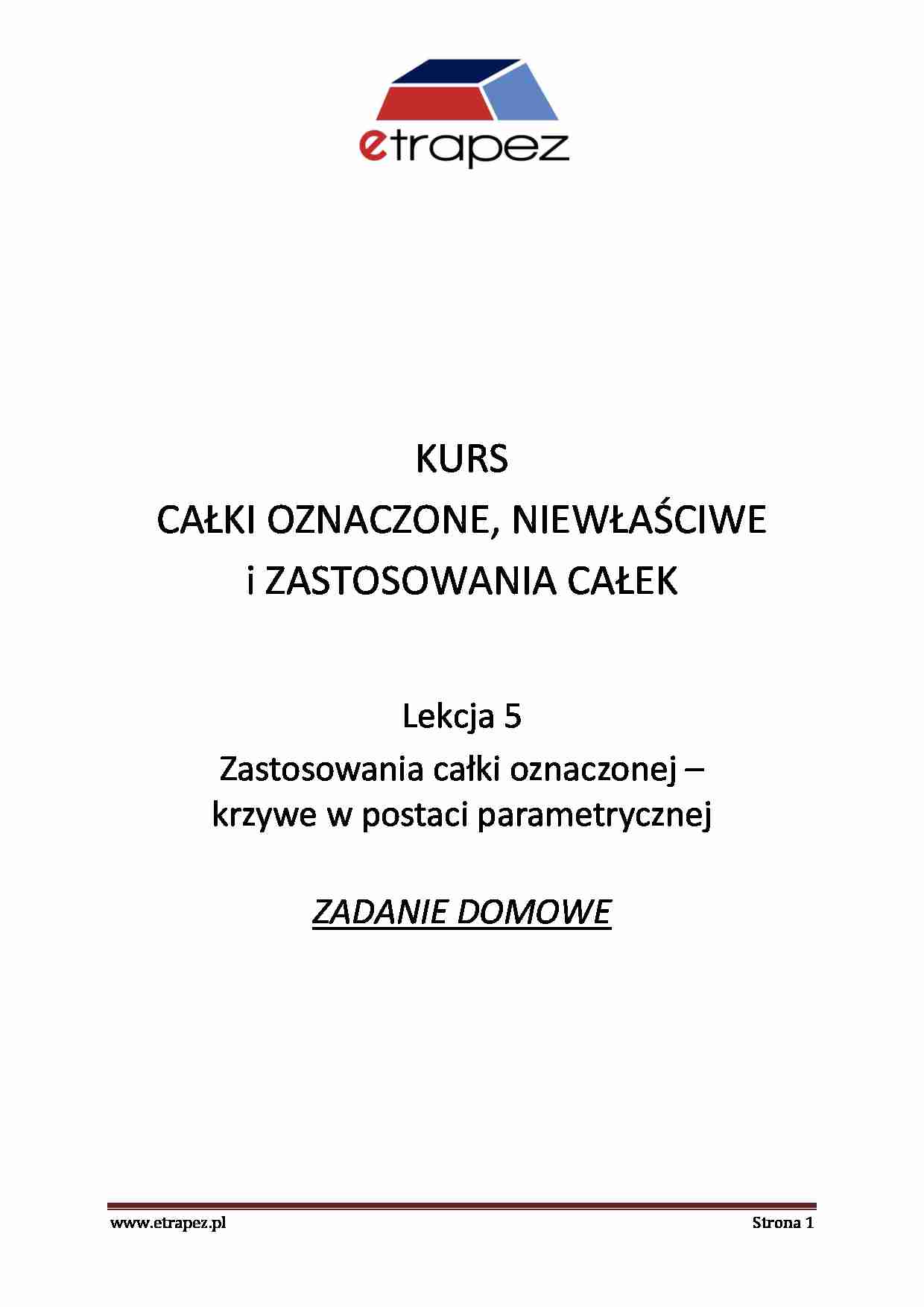 Krzywe w postaci parametrycznej - omówienie - strona 1