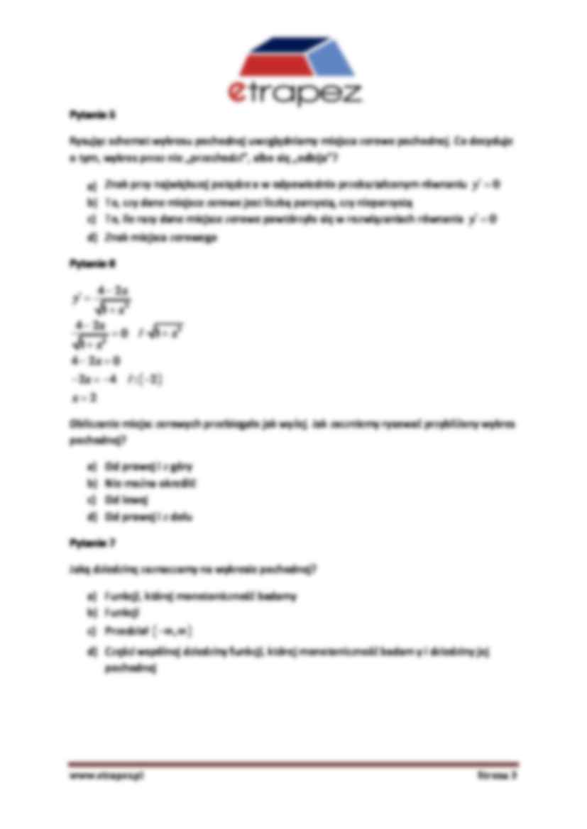 Monotoniczność, ekstrema funkcji - omówienie - strona 3