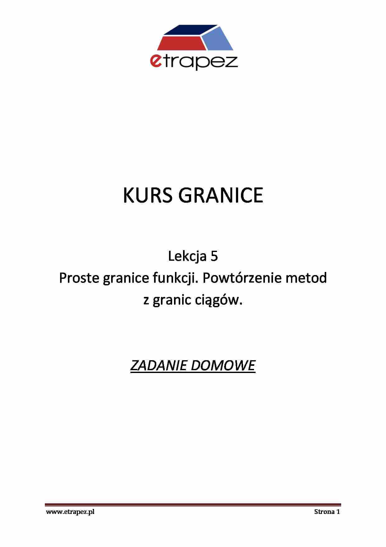 Powtórzenie wiadomości z granic ciagów - strona 1