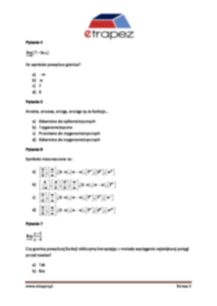 Powtórzenie wiadomości z granic ciagów - strona 3