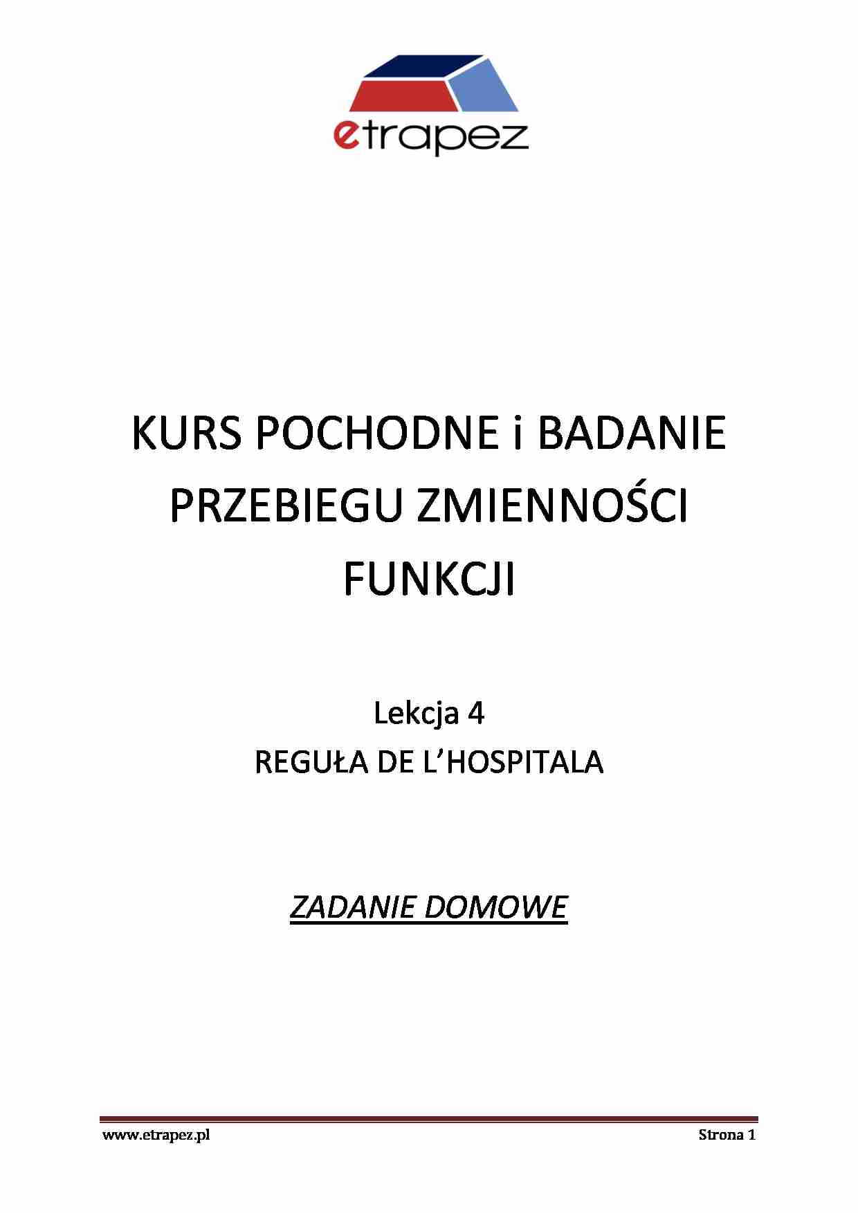 Reguła Hospitala - omówienie - strona 1