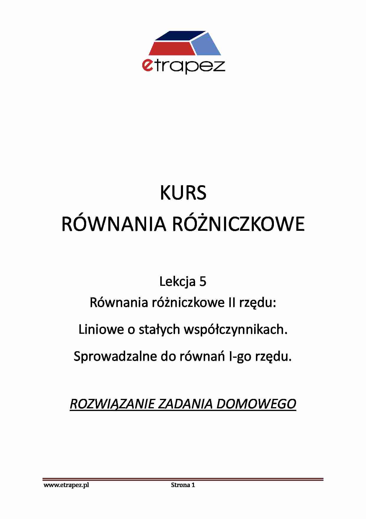 Równania różniczkowe 2 rzędu - omówienie - strona 1