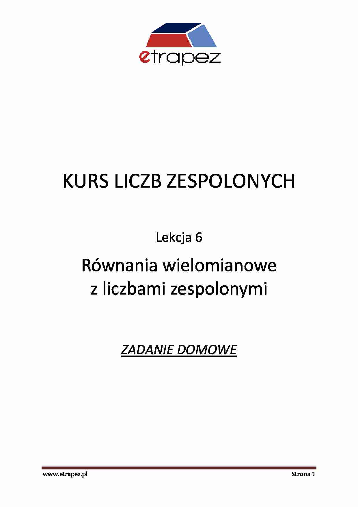 Równania wielemianowe - omówienie - strona 1