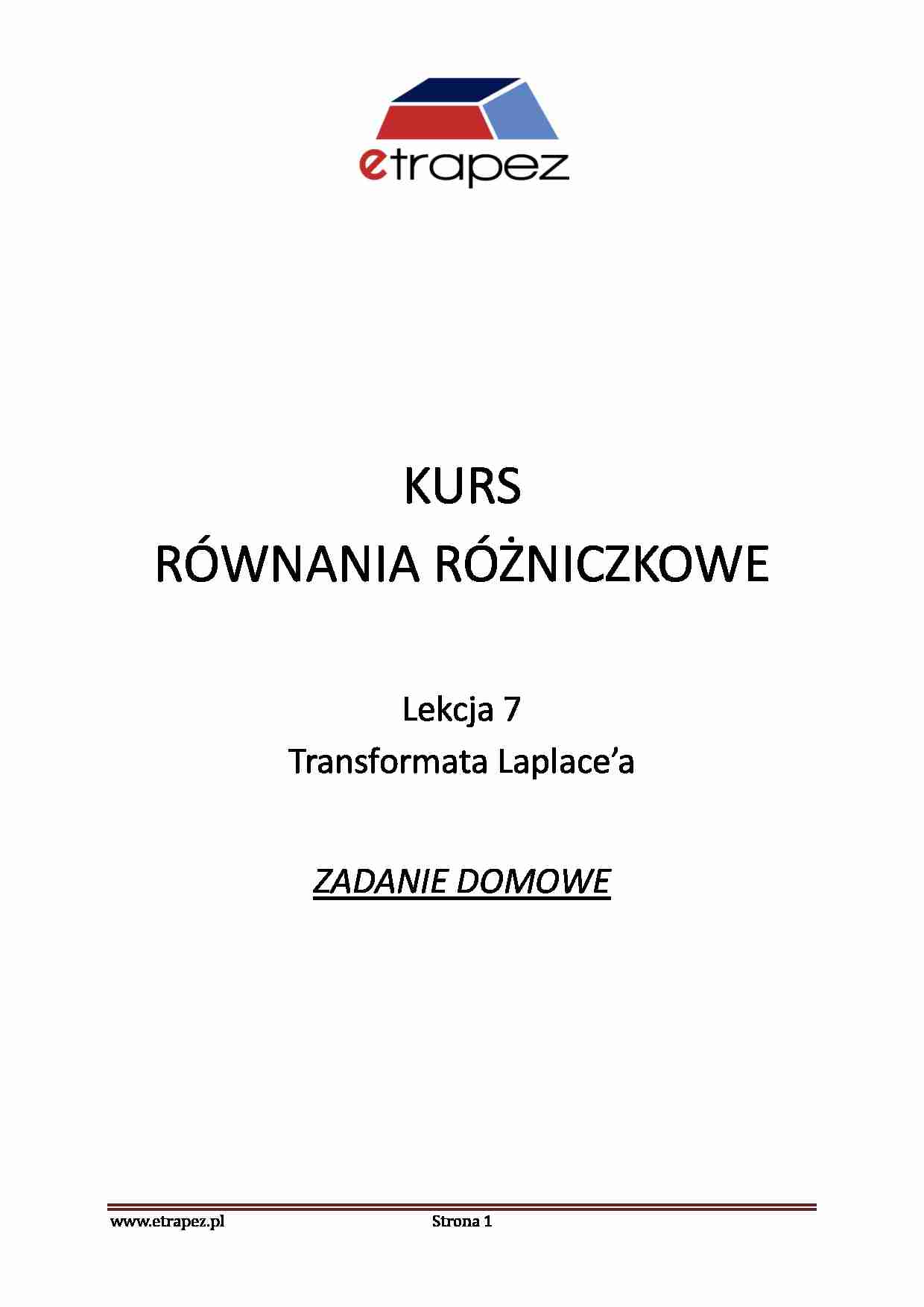 Wykład  z transformata Laplace'a  (2) - strona 1