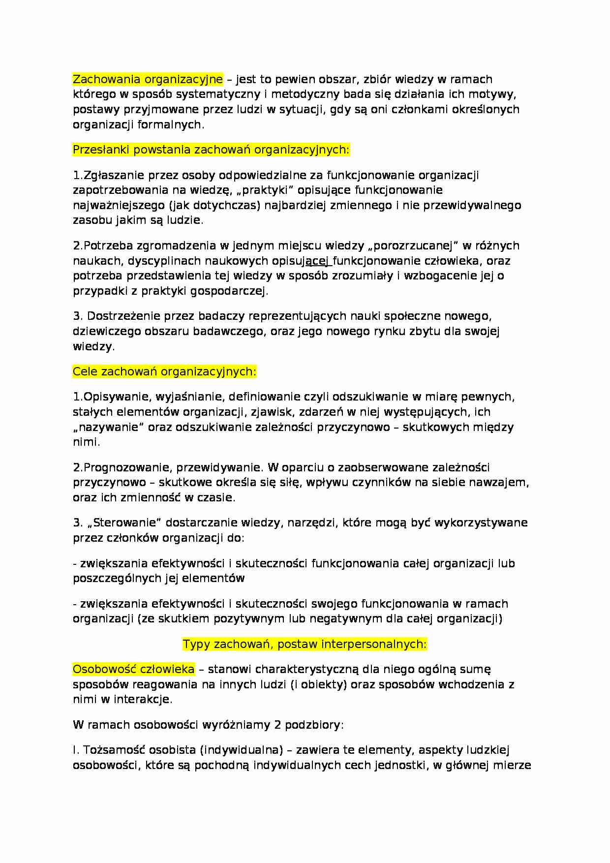 Zachowania organizacyjne. - strona 1