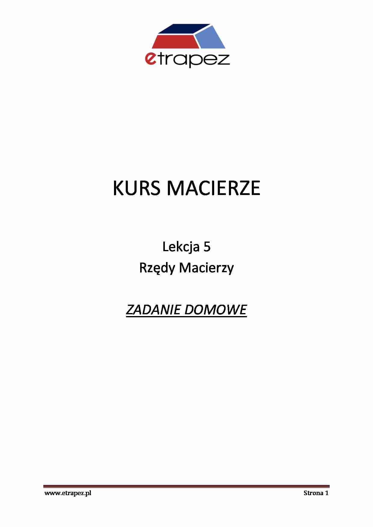 Rzędy macierzy - zadania - strona 1
