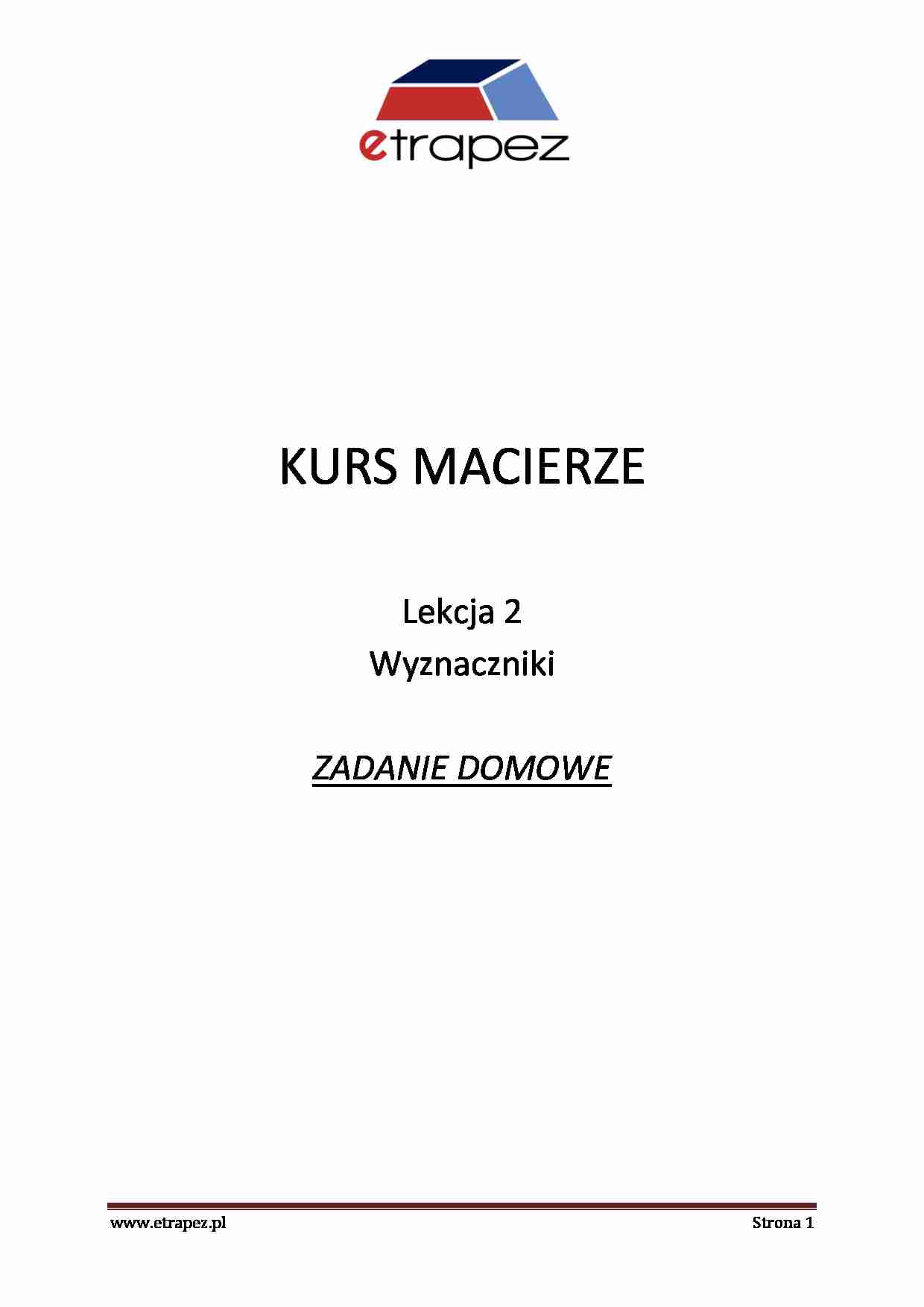 Wyznaczniki - zadania - strona 1