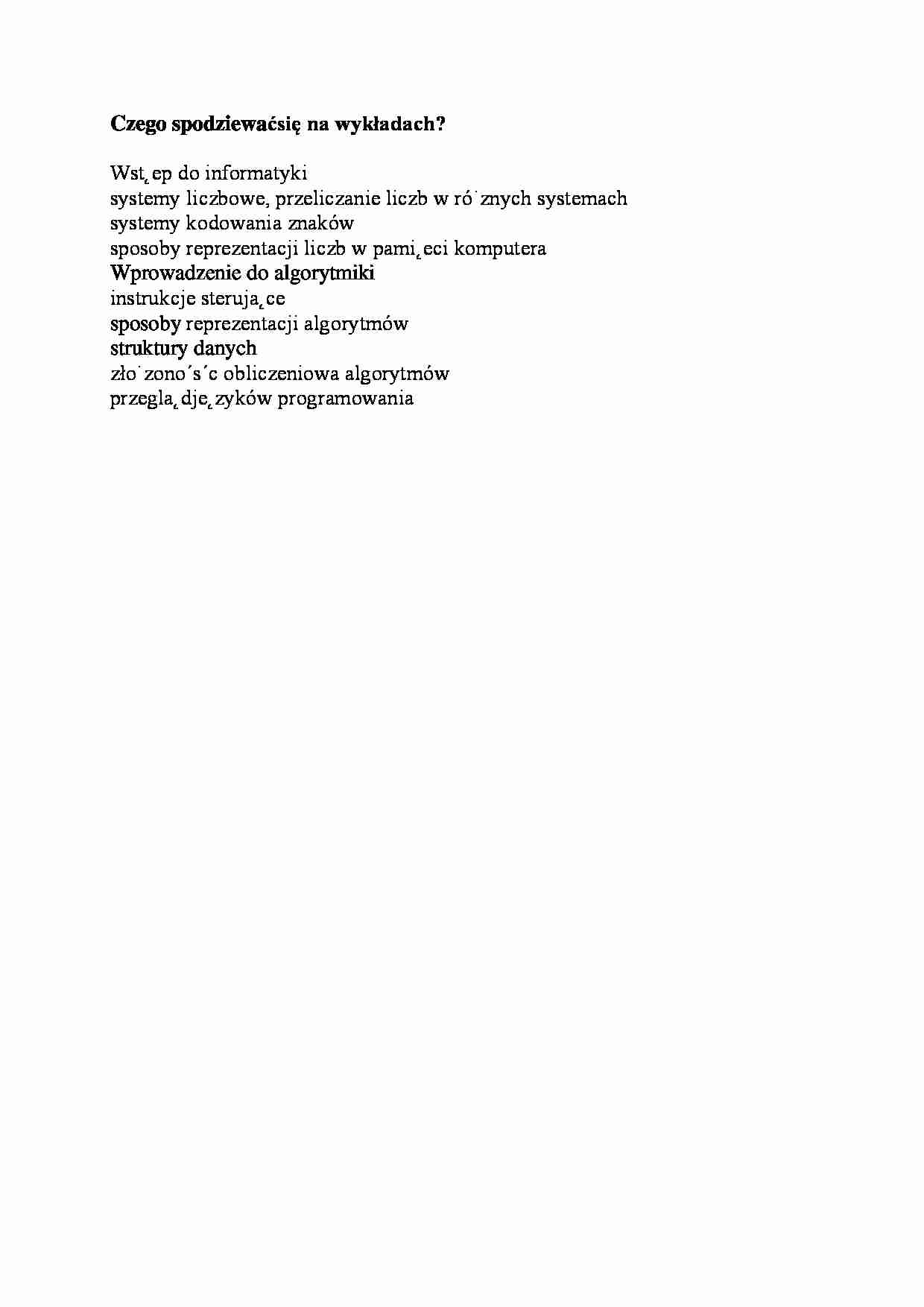 Czego spodziewać się na wykładach - omówienie - strona 1