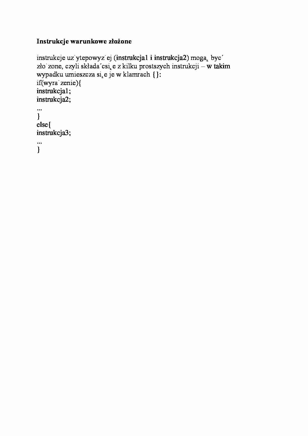 Instrukcje warunkowe złożone - strona 1