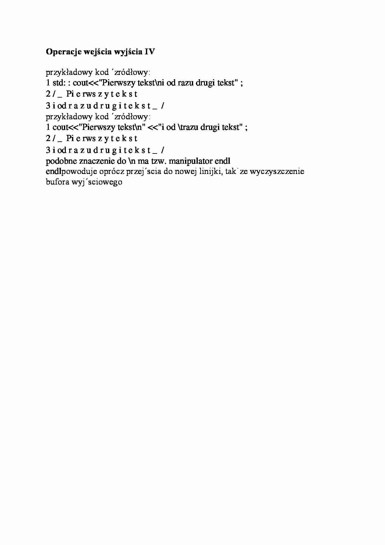 Operacje wejścia wyjścia IV-opracowanie - strona 1