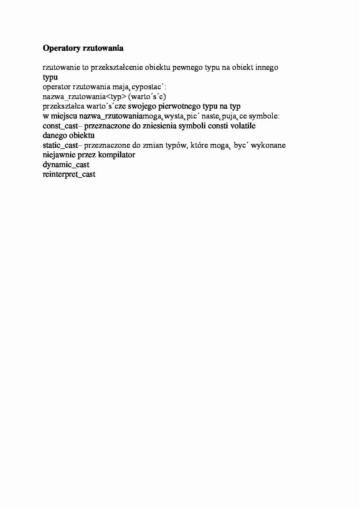 Operatory rzutowania-opracowanie - strona 1