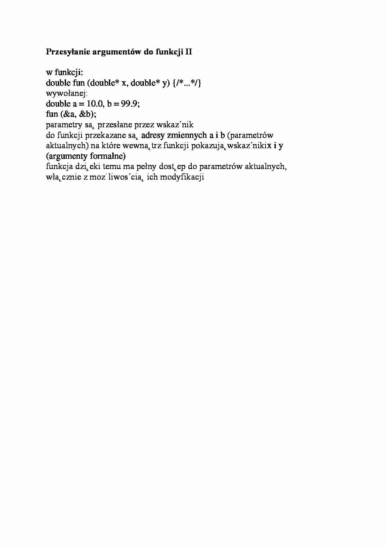Przesyłanie argumentów do funkcji II-opracowanie - strona 1