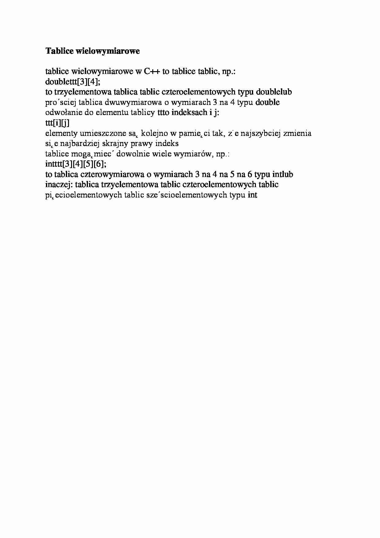 Tablice wielowymiarowe-opracowanie - strona 1