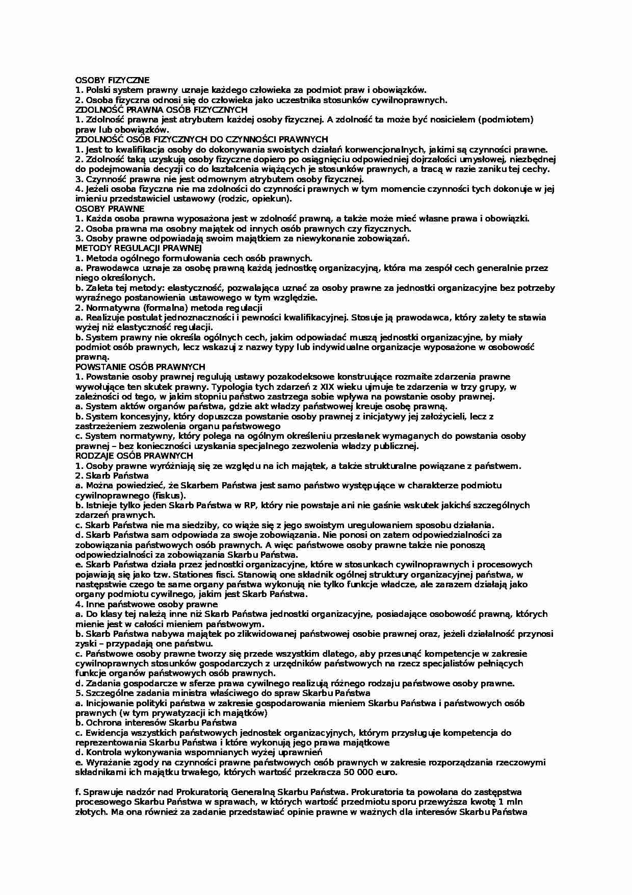 Prawo Cywilne - Osoba fizyczna - strona 1