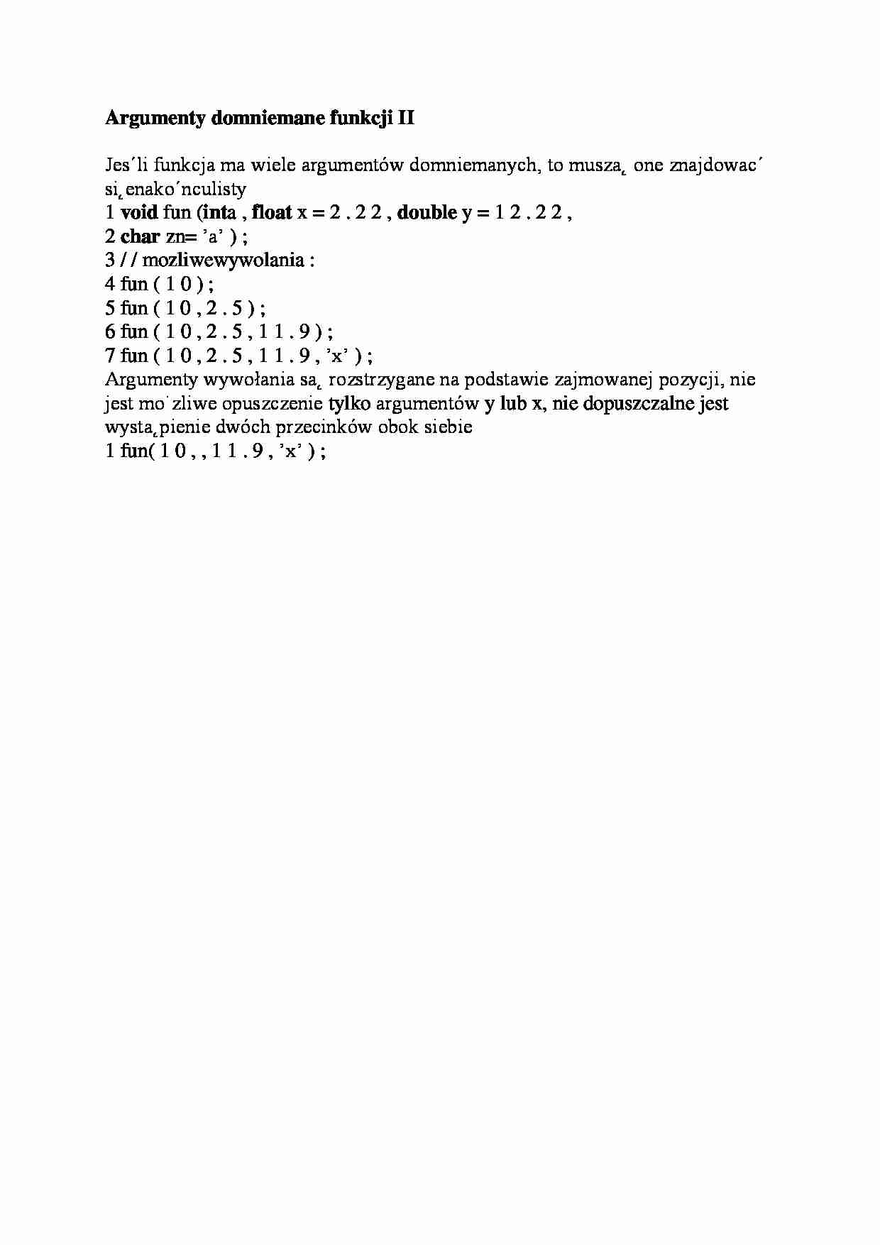 Argumenty domniemane funkcji II-opracowanie - strona 1