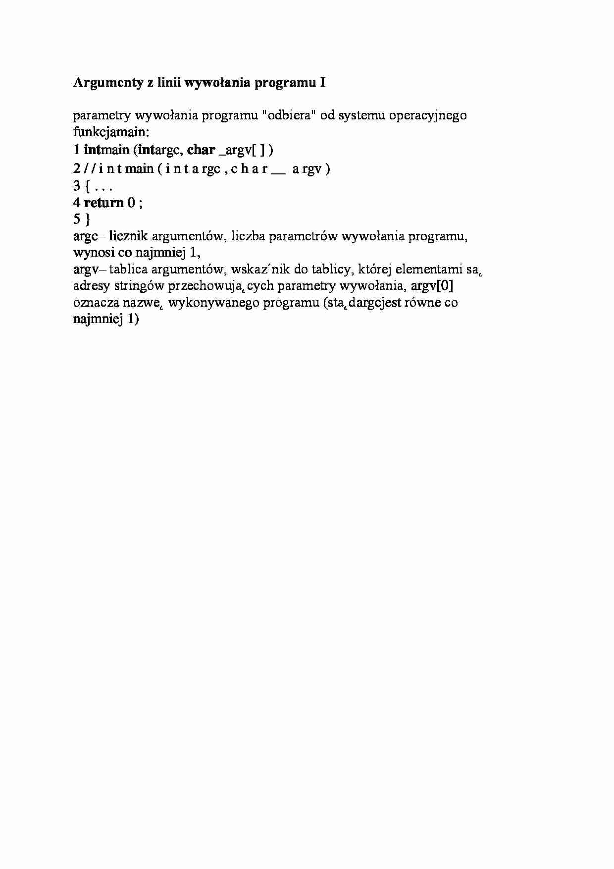 Argumenty z linii wywołania programu I-opracowanie - strona 1