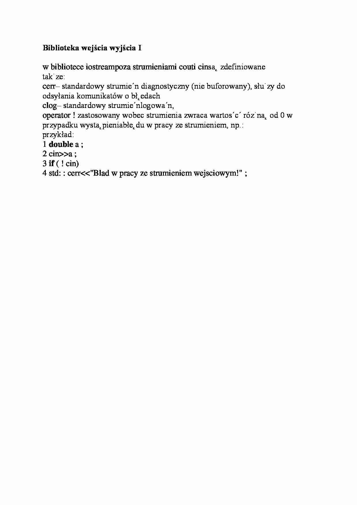 Biblioteka wejścia wyjścia I-opracowanie - strona 1
