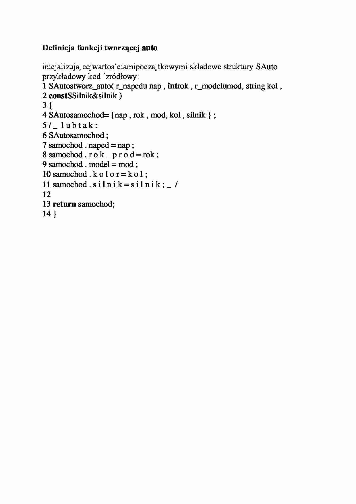 Definicja funkcji tworzącej auto-opracowanie - strona 1
