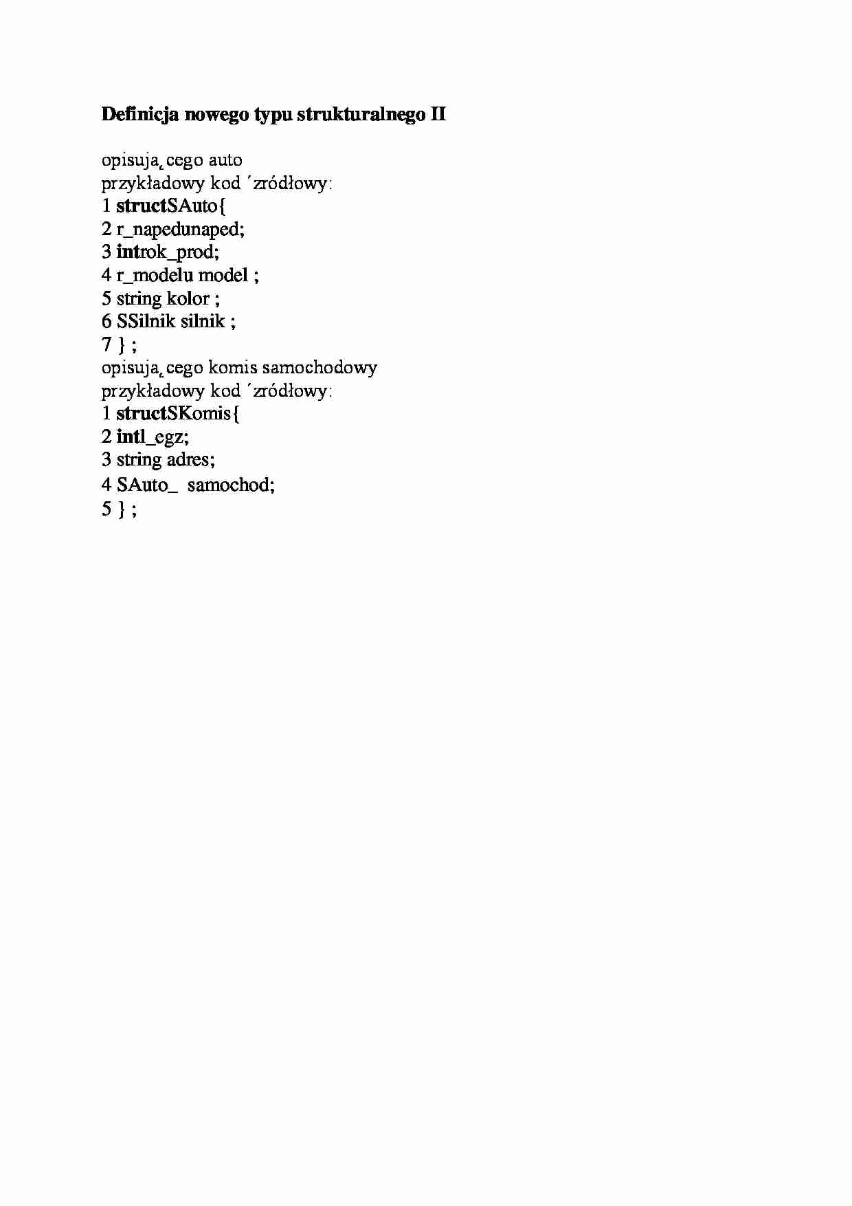 Definicja nowego typu strukturalnego II-opracowanie - strona 1