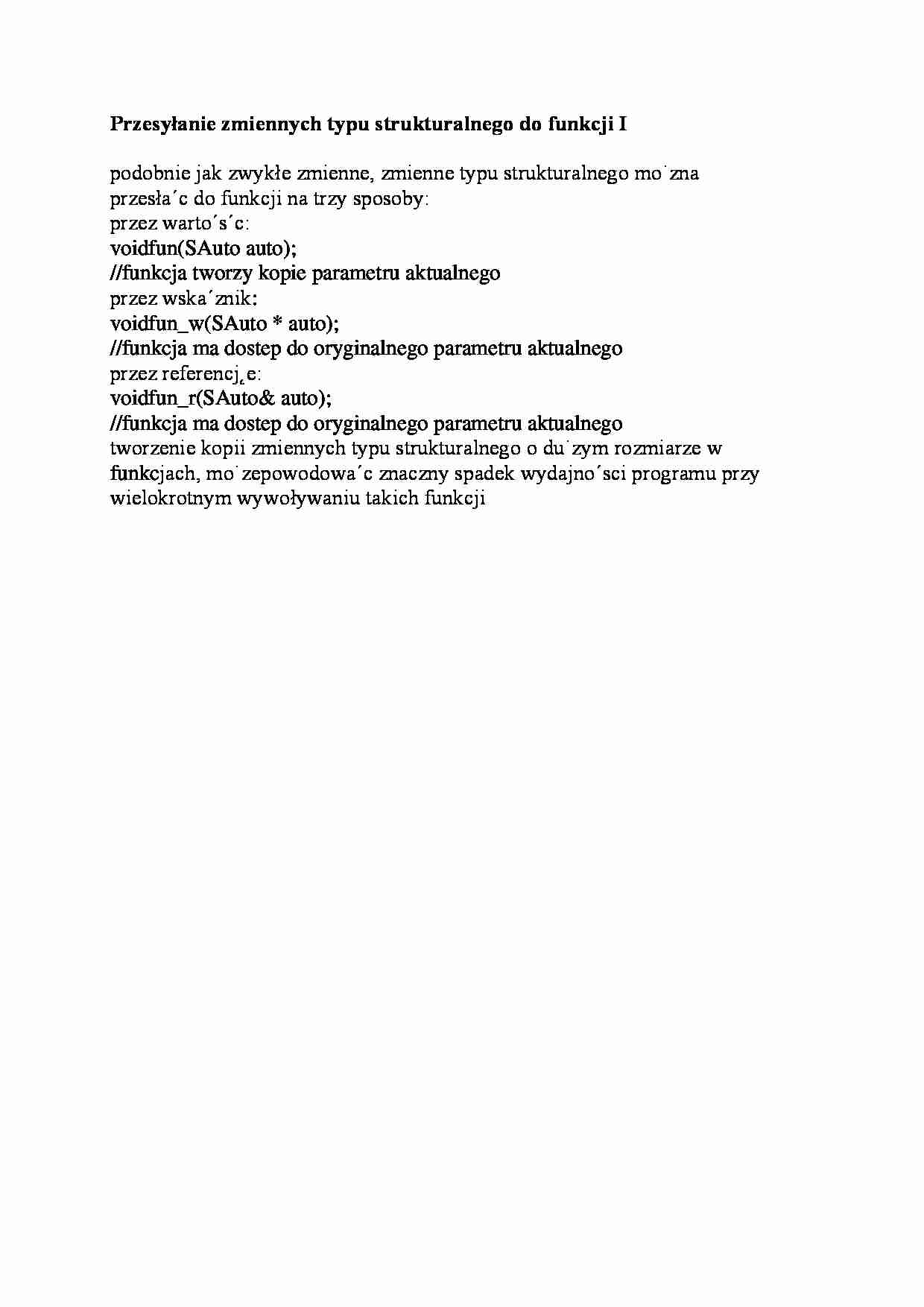 Przesyłanie zmiennych typu strukturalnego do funkcji I-opracowanie - strona 1