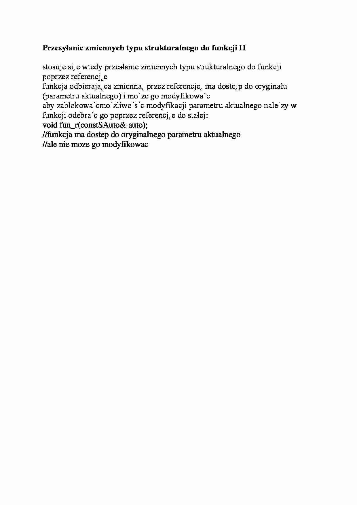 Przesyłanie zmiennych typu strukturalnego do funkcji II-opracowanie - strona 1