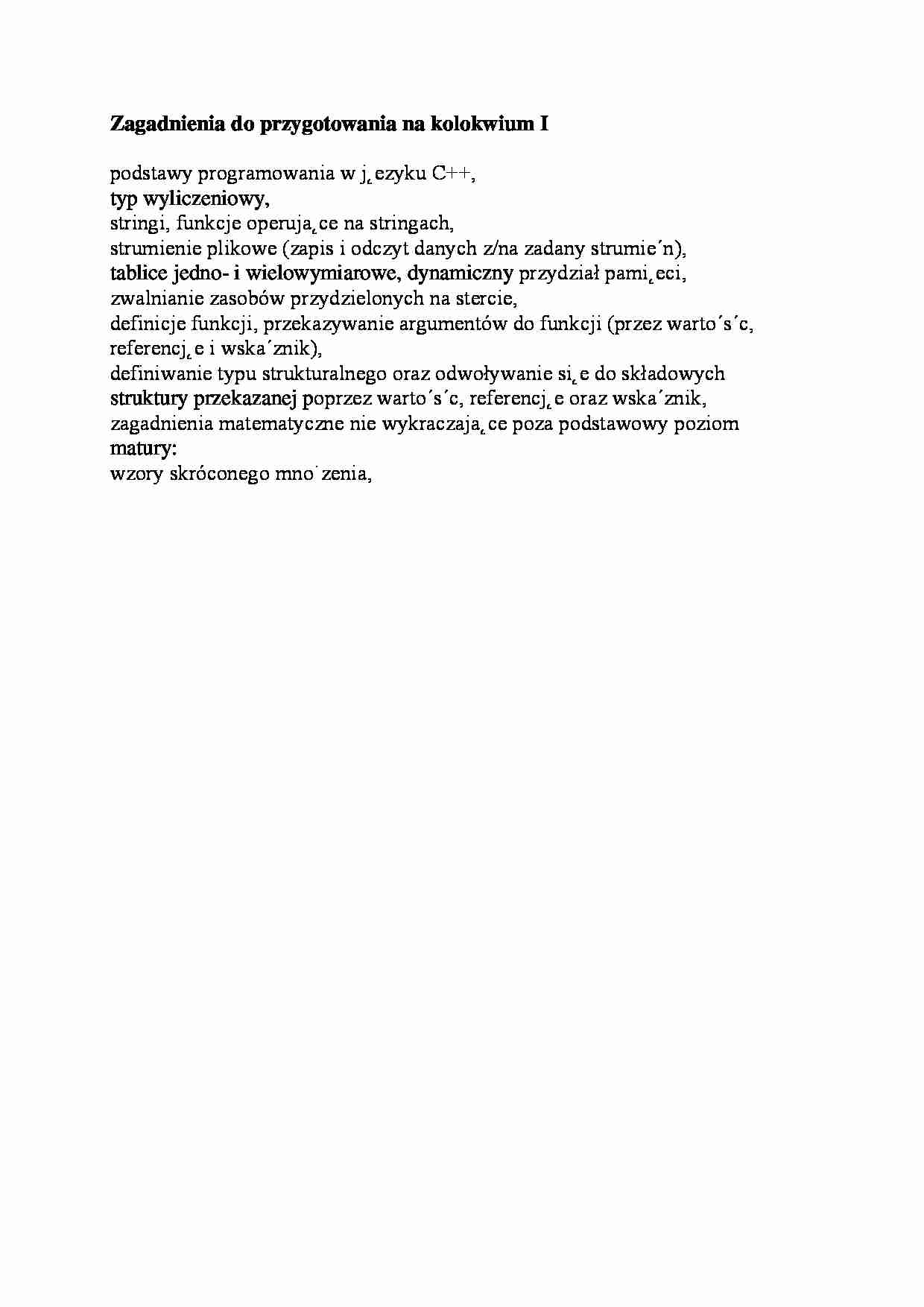 Zagadnienia do przygotowania na kolokwium I-opracowanie - strona 1