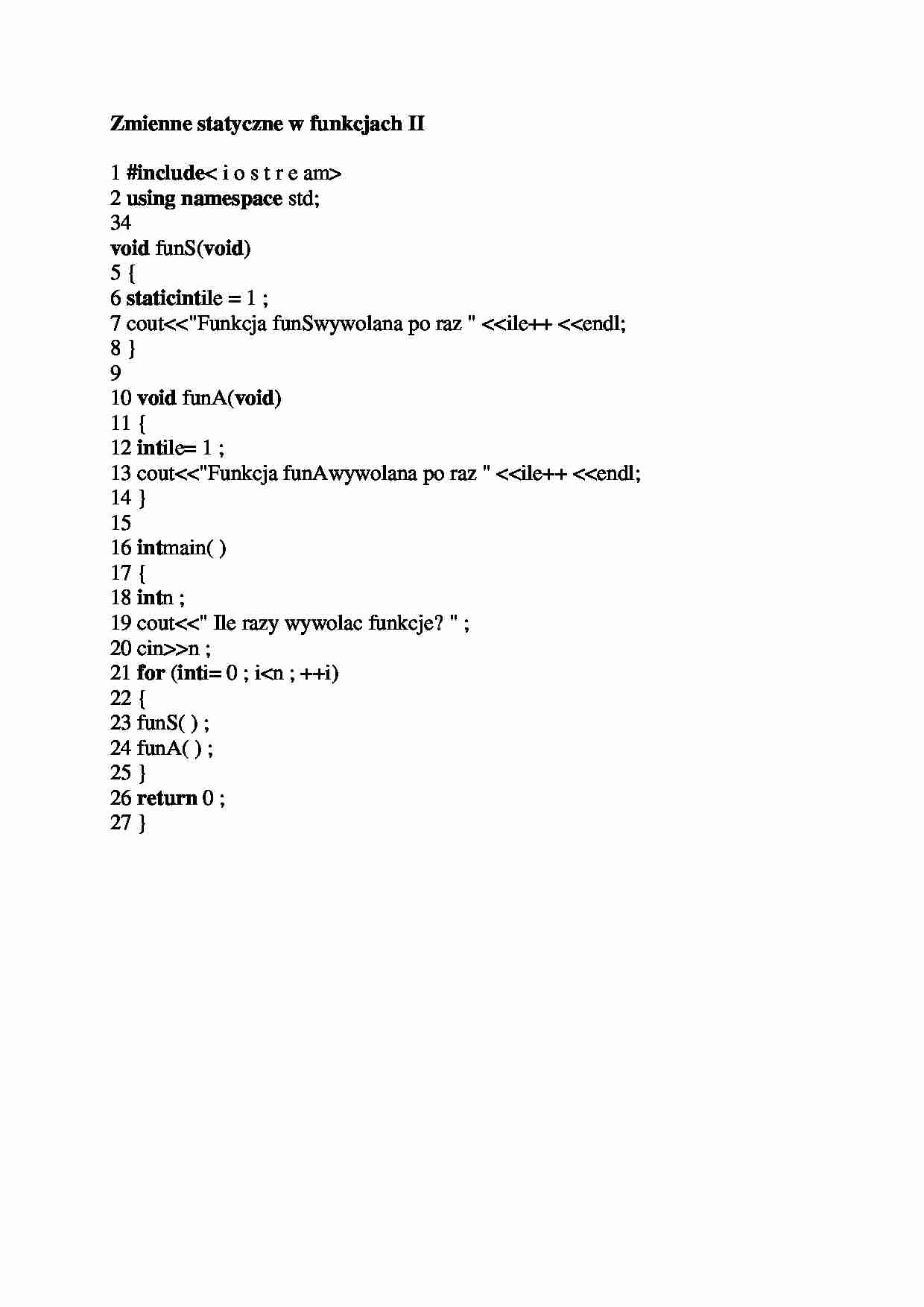 Zmienne statyczne w funkcjach II-opracowanie - strona 1