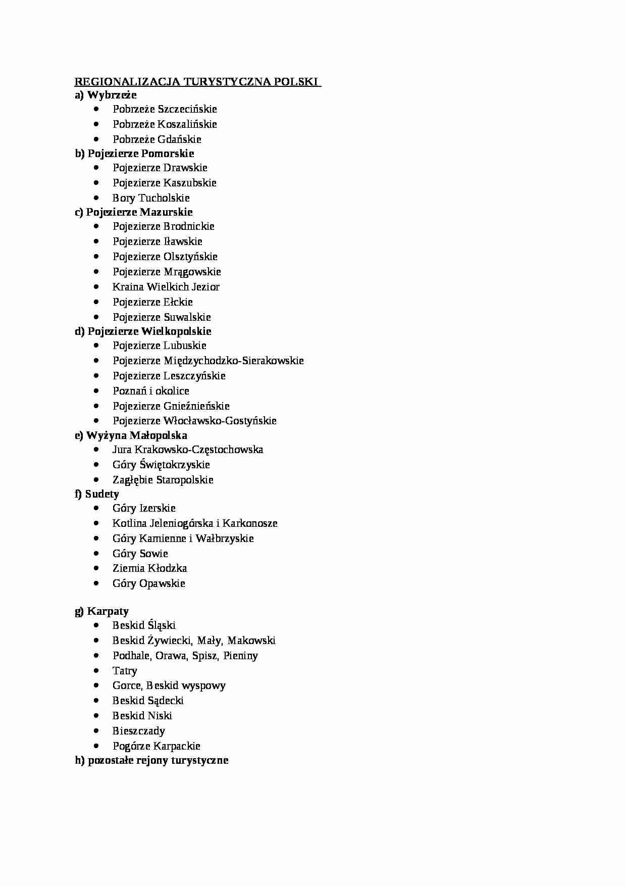 Reginalizacja turystyczna Polski - omówienie - strona 1