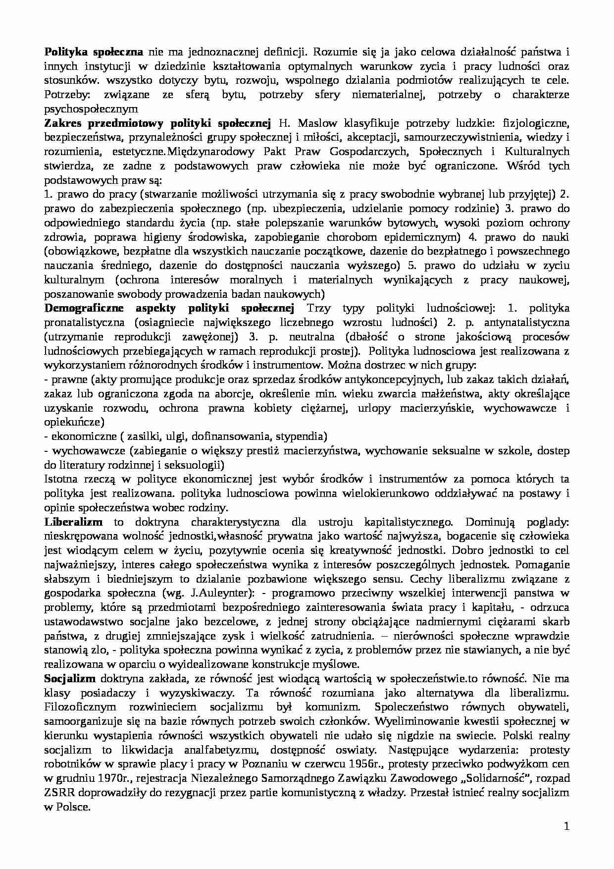 polityka społeczna - strona 1