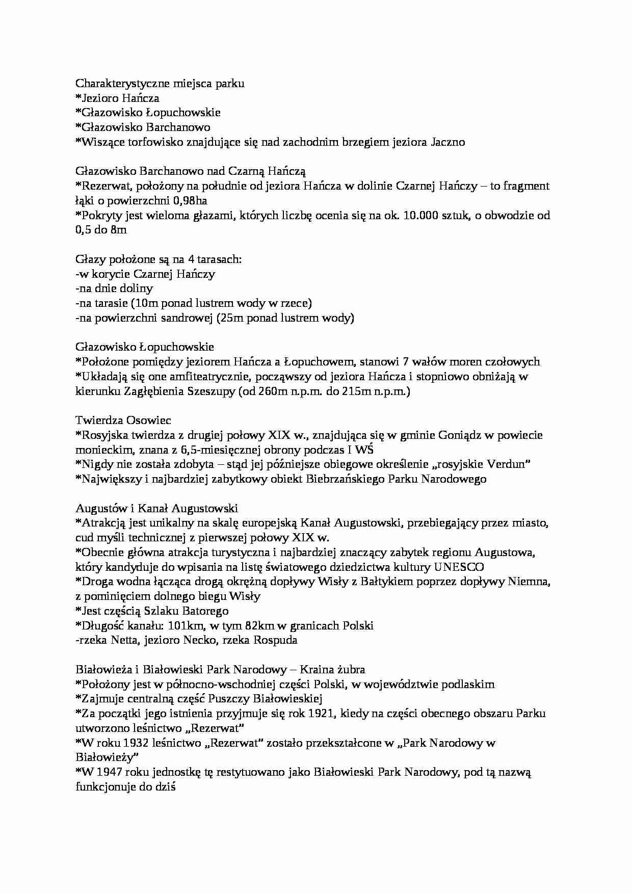 Charakterystyczne miejsca parku  - omówienie - strona 1