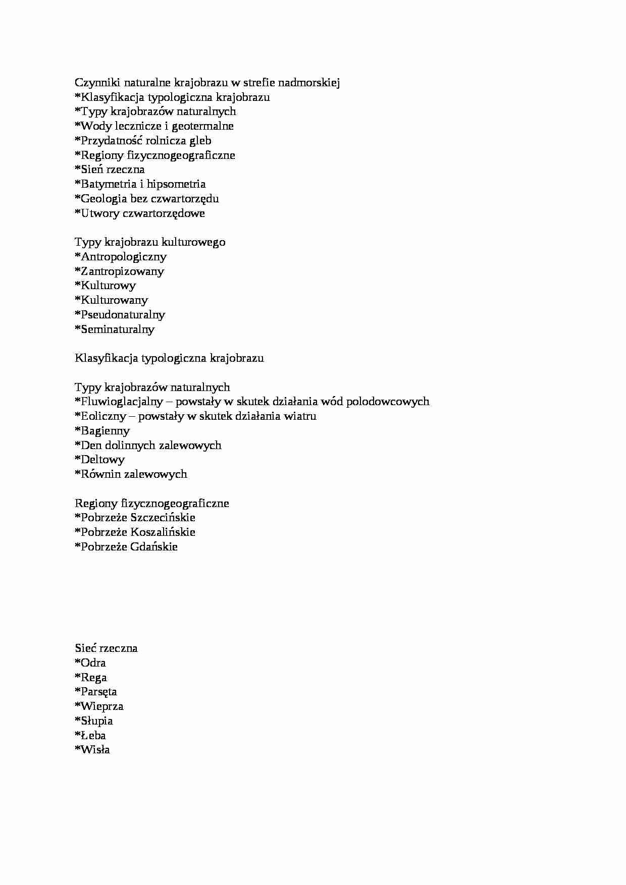 Czynniki naturalne krajobrazu w strefie nadmorskiej  - omówienie - strona 1