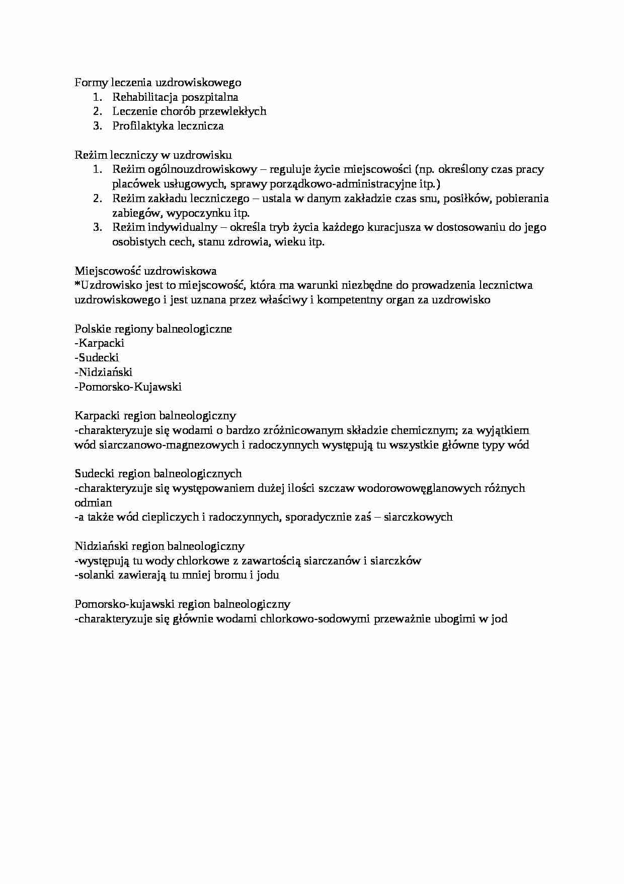 Formy leczenia uzdrowiskowego  - omówienie - strona 1