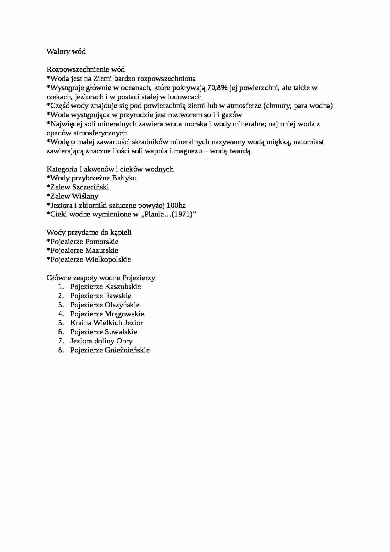Walory wód  - omówienie  - strona 1