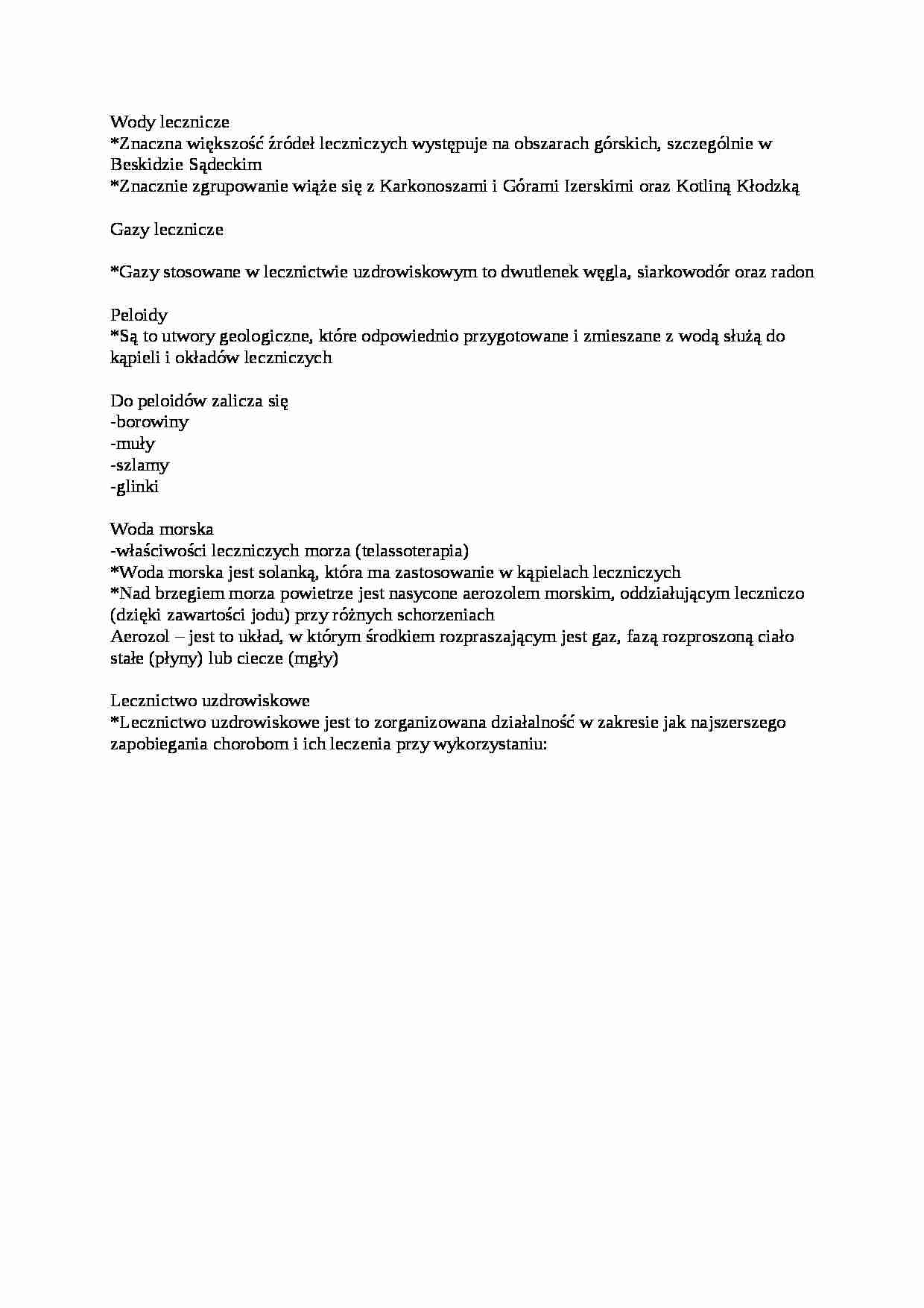 Wody lecznicze  - omówienie  - strona 1
