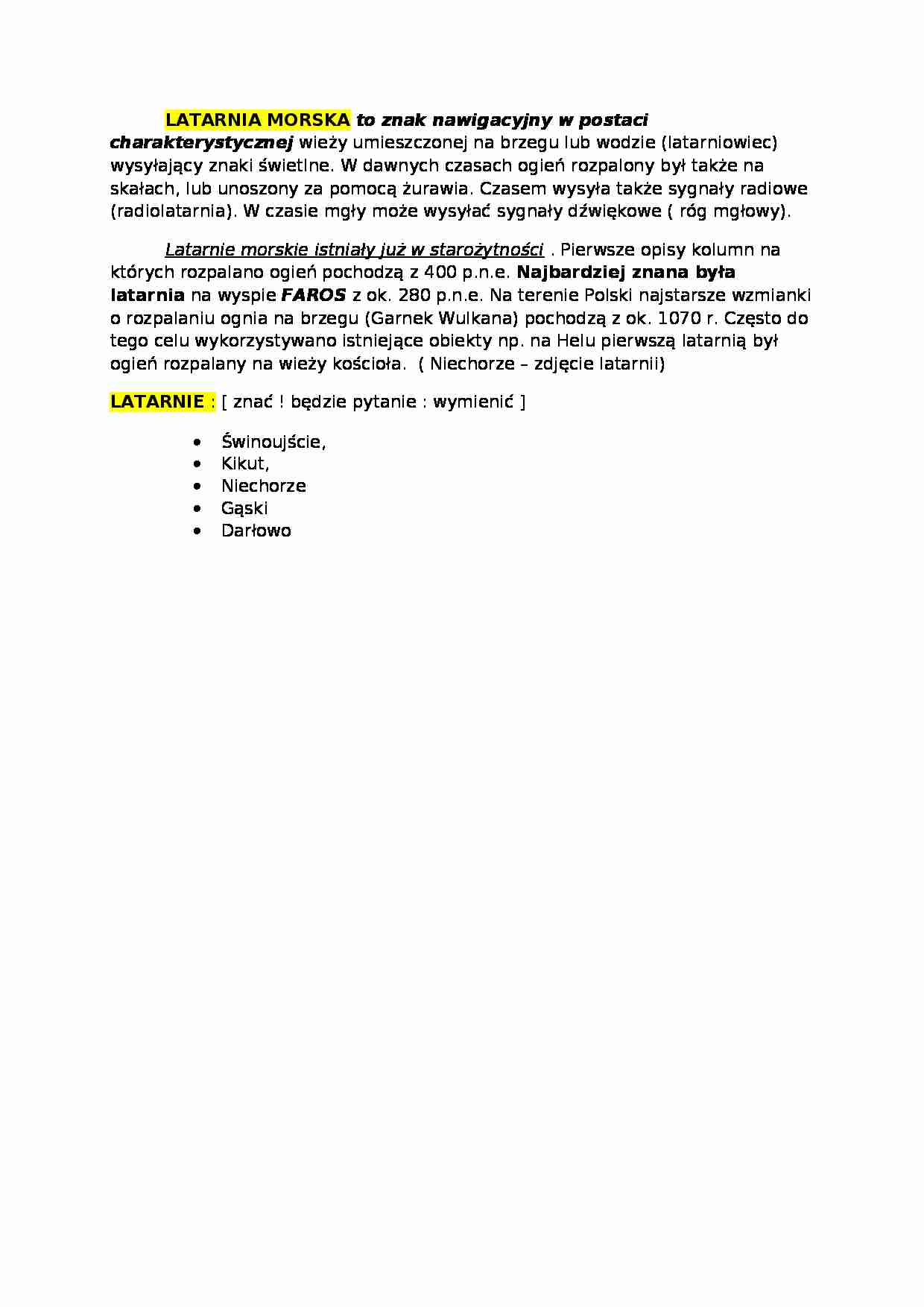 Latarnia morska  - omówienie - strona 1