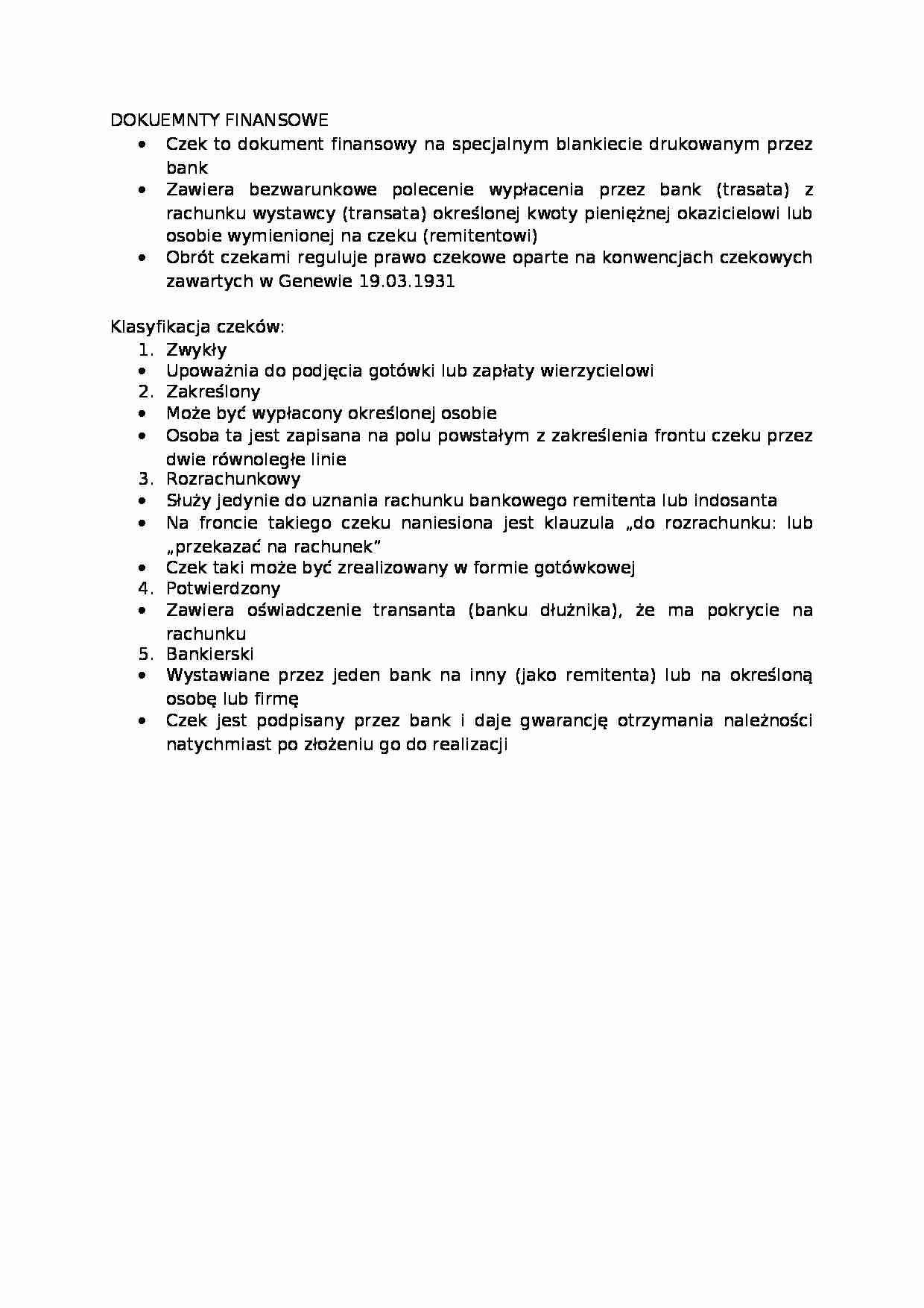 Dokumenty finansowe  - omówienie  - strona 1