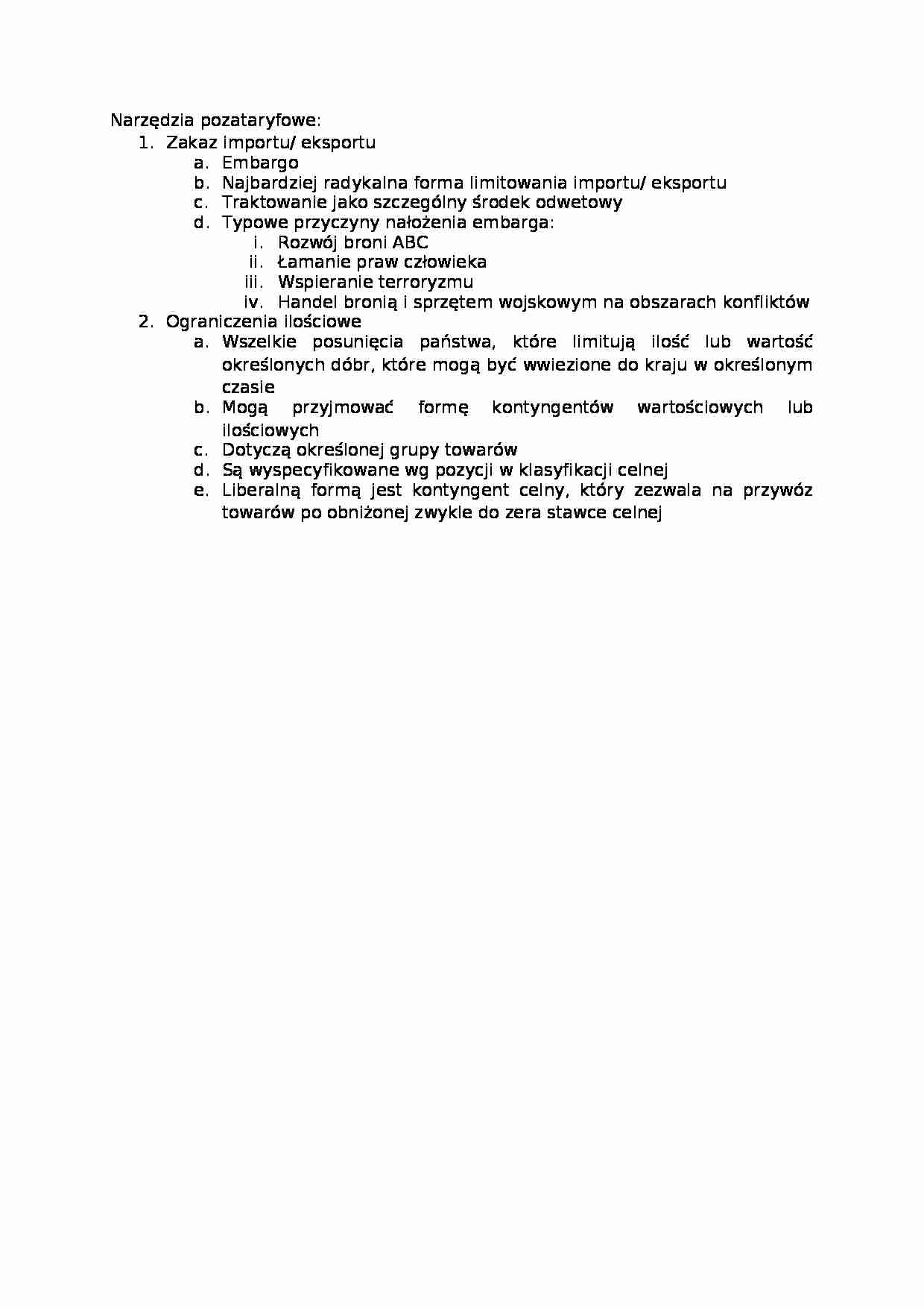 Narzędzia pozataryfowe  - omówienie  - strona 1