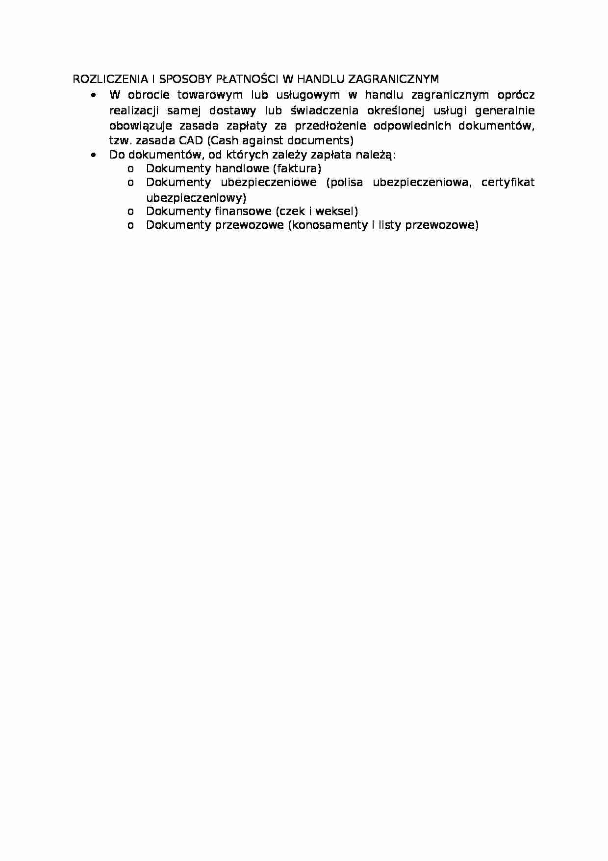 Rozliczenia w handlu zagranicznym  - omówienie  - strona 1