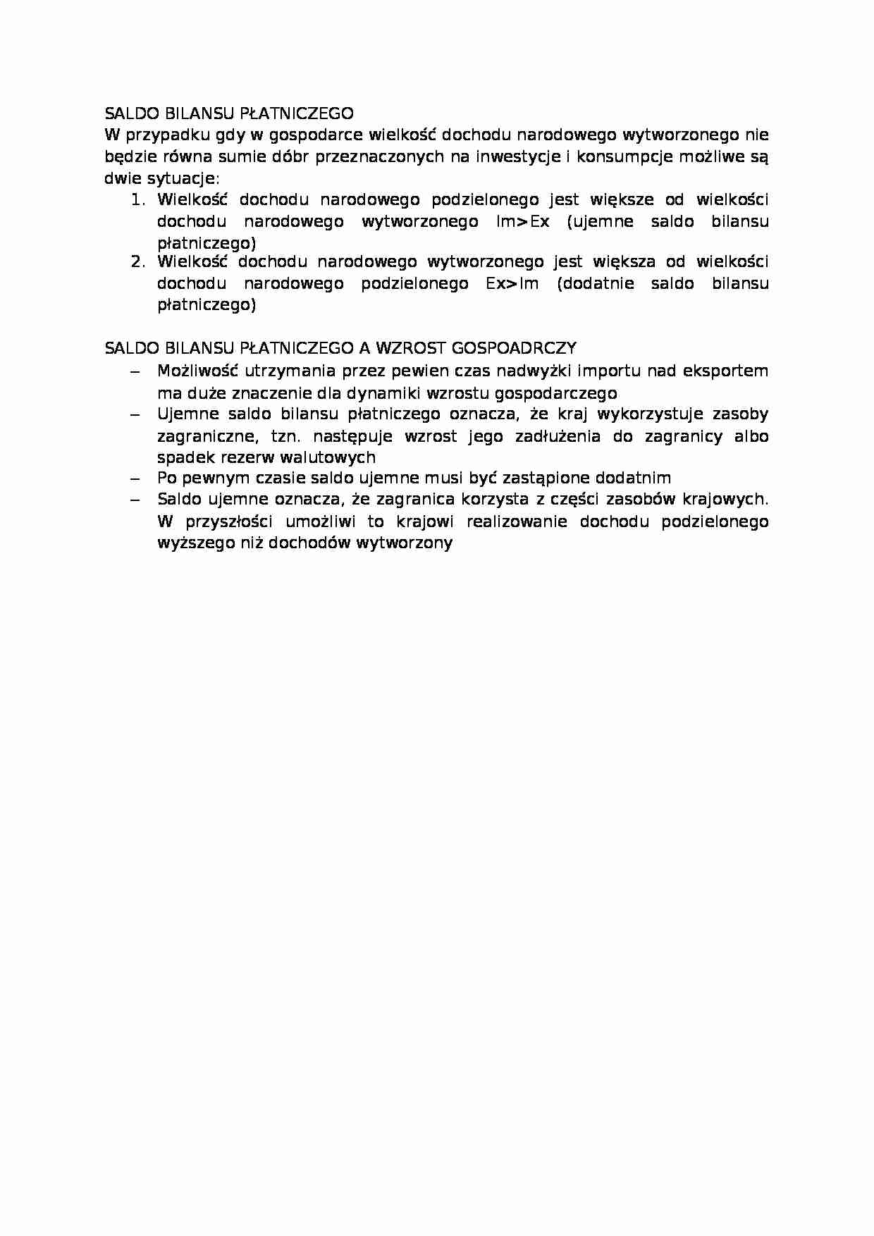 Bilans płatniczy - saldo - wzrost gospodarczy - strona 1