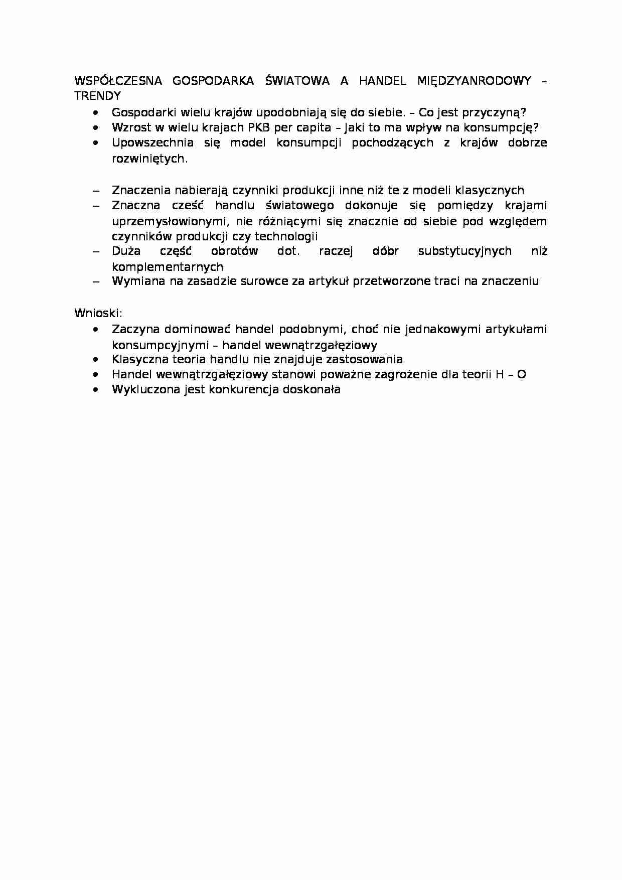 Współczesna gospodarka światowa  - omówienie  - strona 1